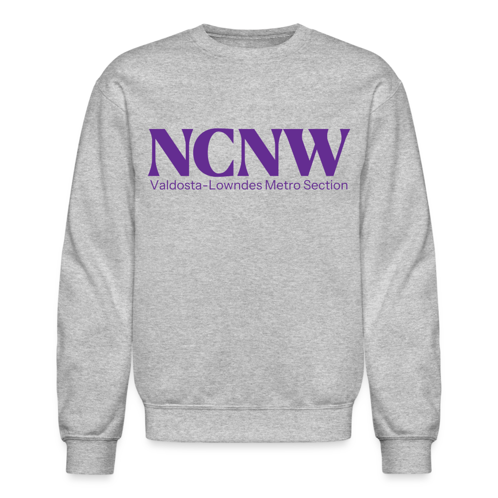 Valdosta-Lowndes Metropolitan Section (Purple) Crewneck Sweatshirt - heather gray