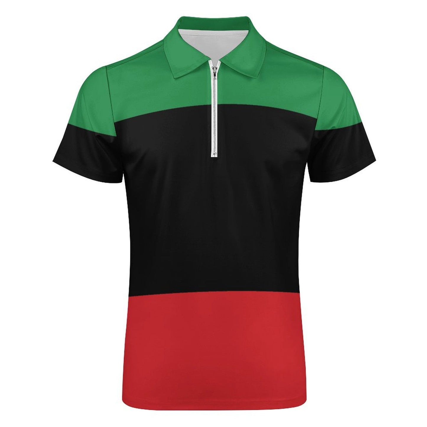 Pan African RBG Flag Short Unisex sleeve zip polo shirt