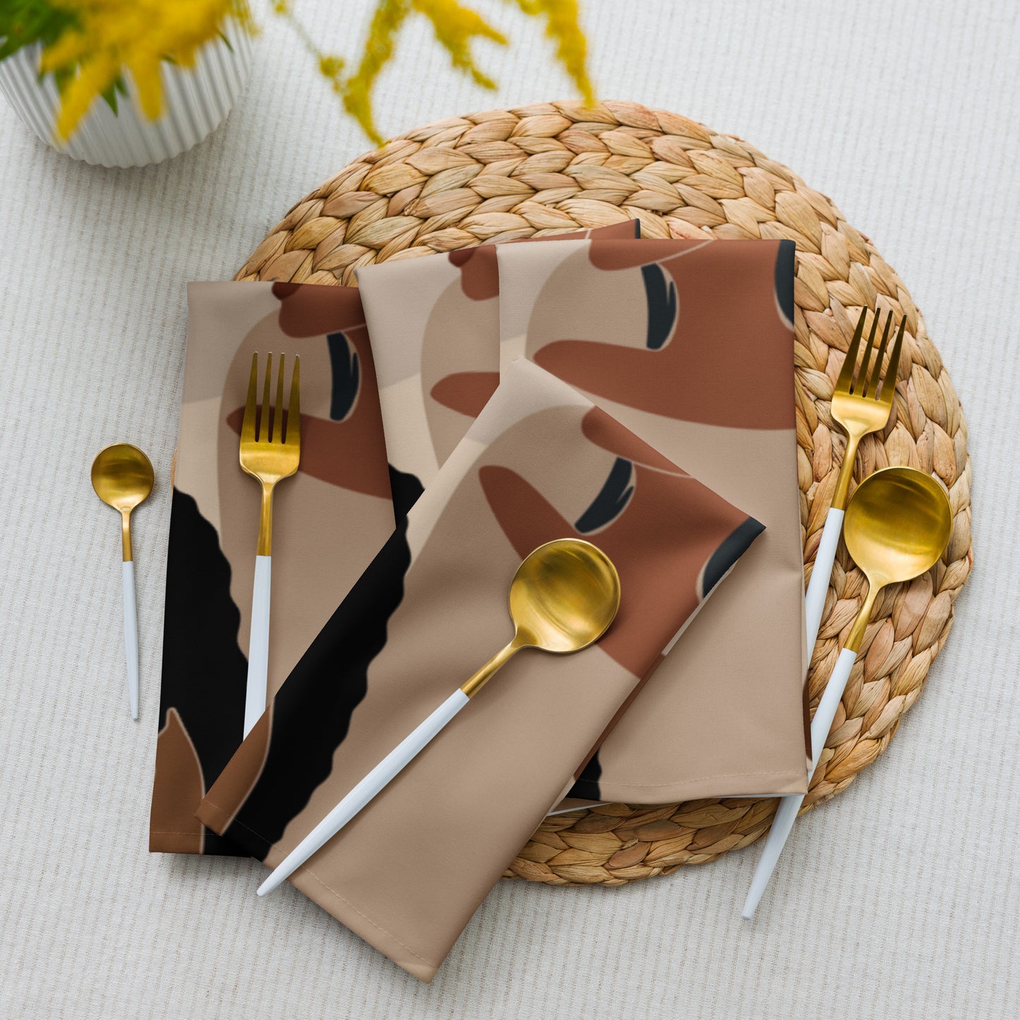 Elegant Melanin Goddess Cloth Napkin Set