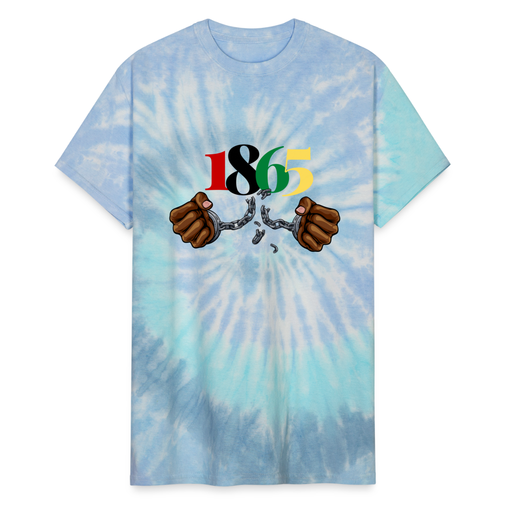 1865 Juneteenth Unisex Tie Dye T-Shirt - blue lagoon