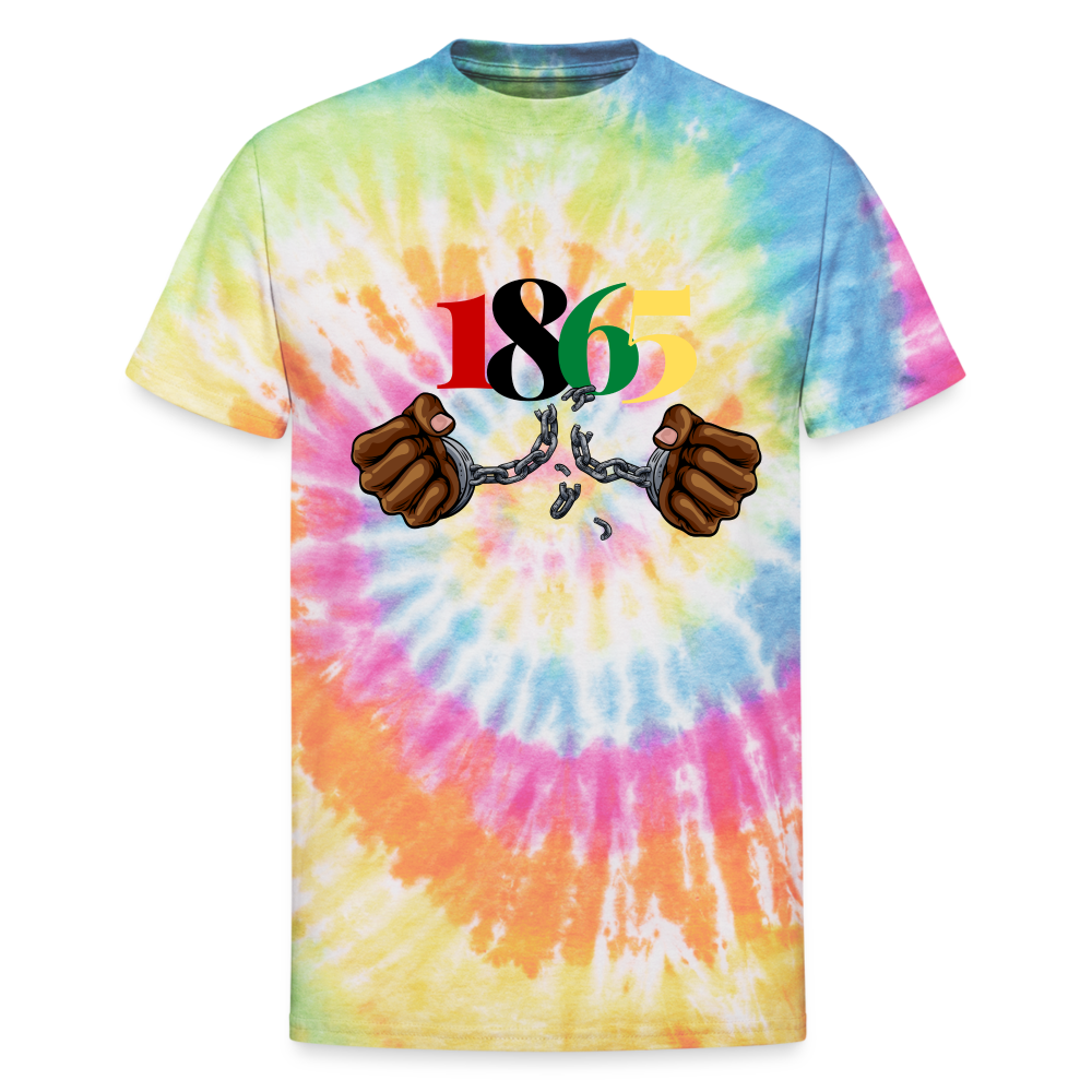 1865 Juneteenth Unisex Tie Dye T-Shirt - rainbow