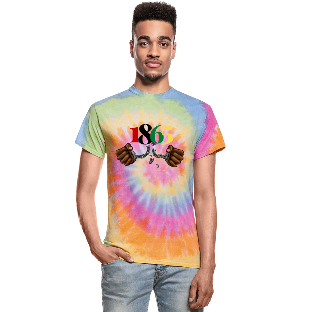 1865 Juneteenth Unisex Tie Dye T-Shirt - rainbow