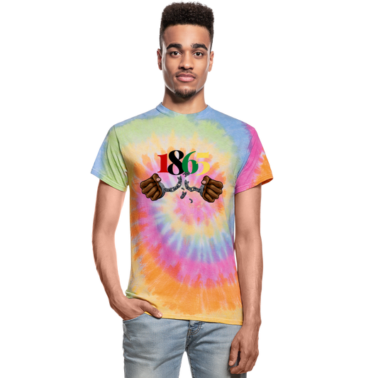 1865 Juneteenth Unisex Tie Dye T-Shirt - rainbow