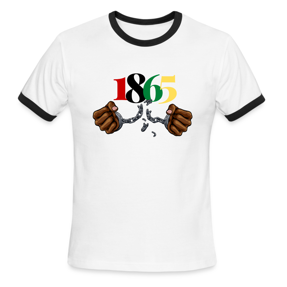 1865 Juneteenth Men's Ringer T-Shirt - white/black