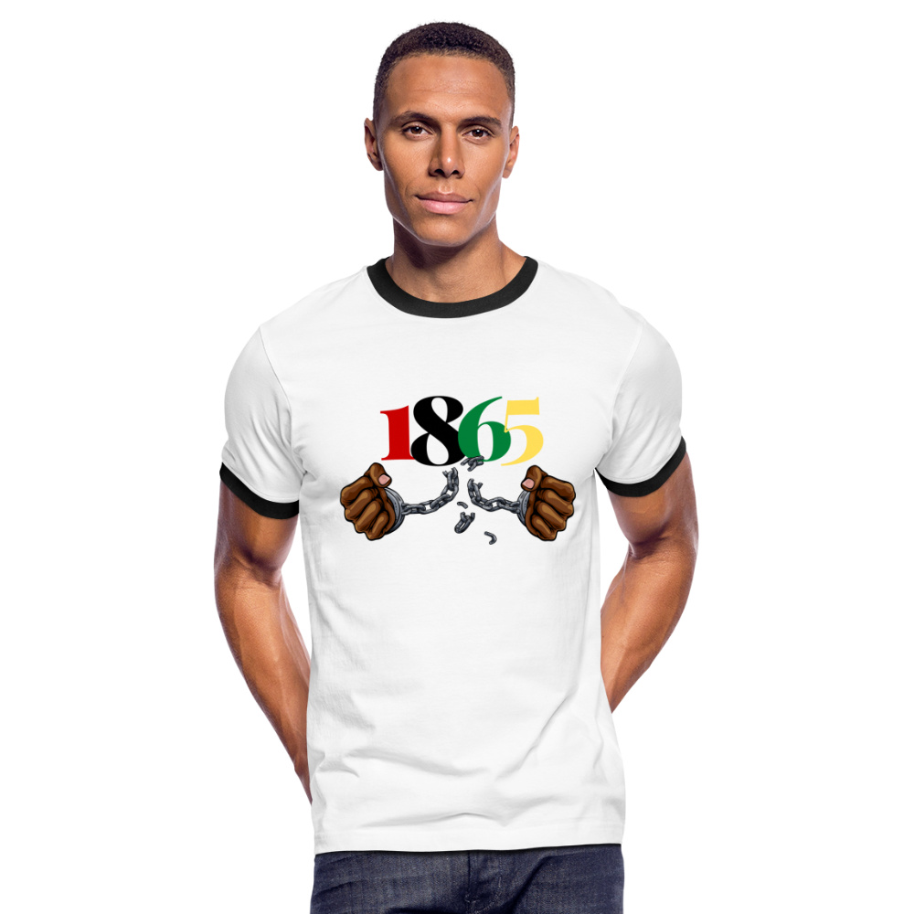 1865 Juneteenth Men's Ringer T-Shirt - white/black