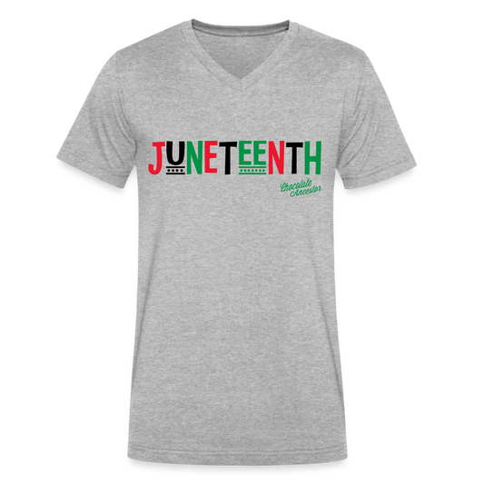 Juneteenth Pan African Unisex V-Neck T-Shirt - heather gray