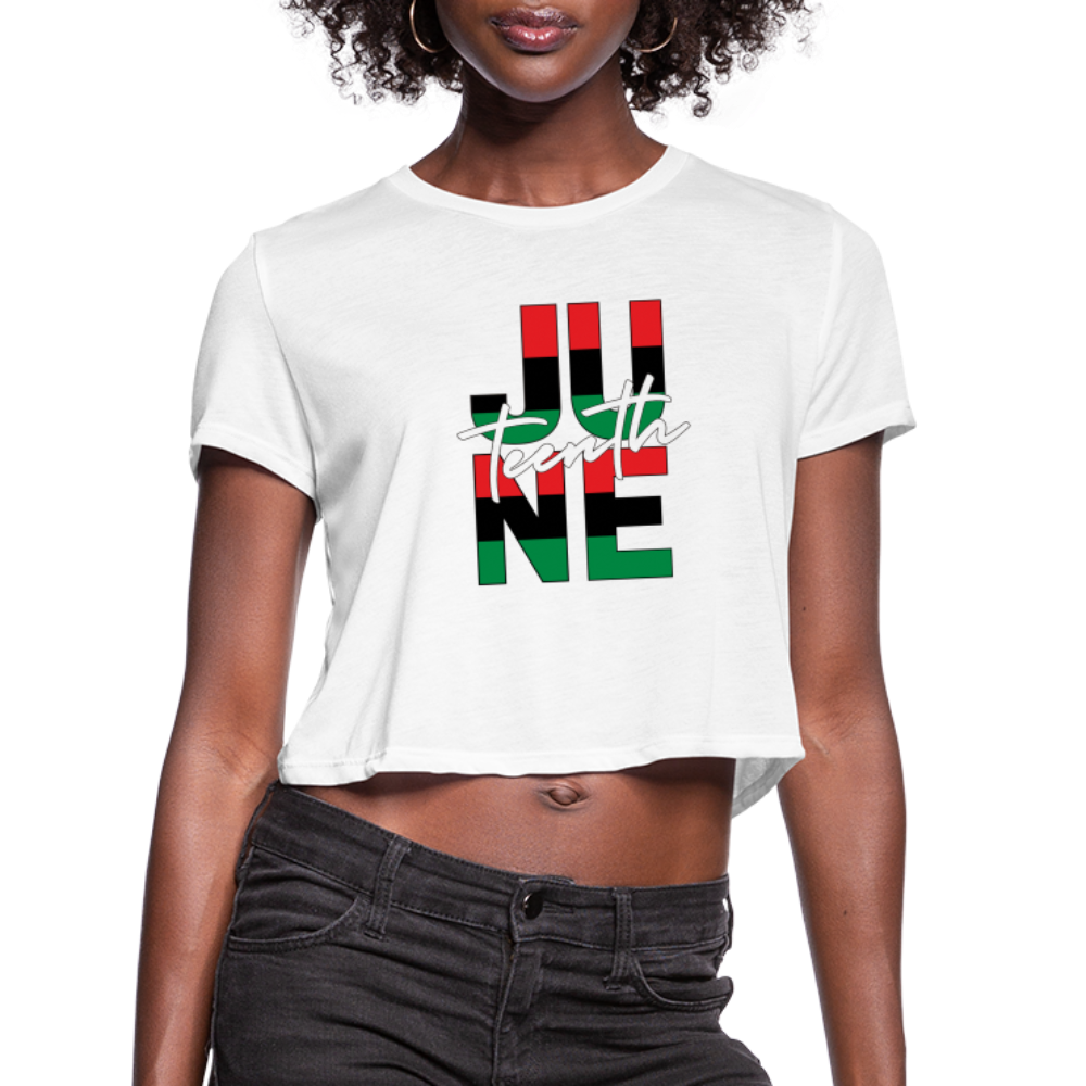 Juneteenth RBG Squared Women's Cropped T-Shirt - white