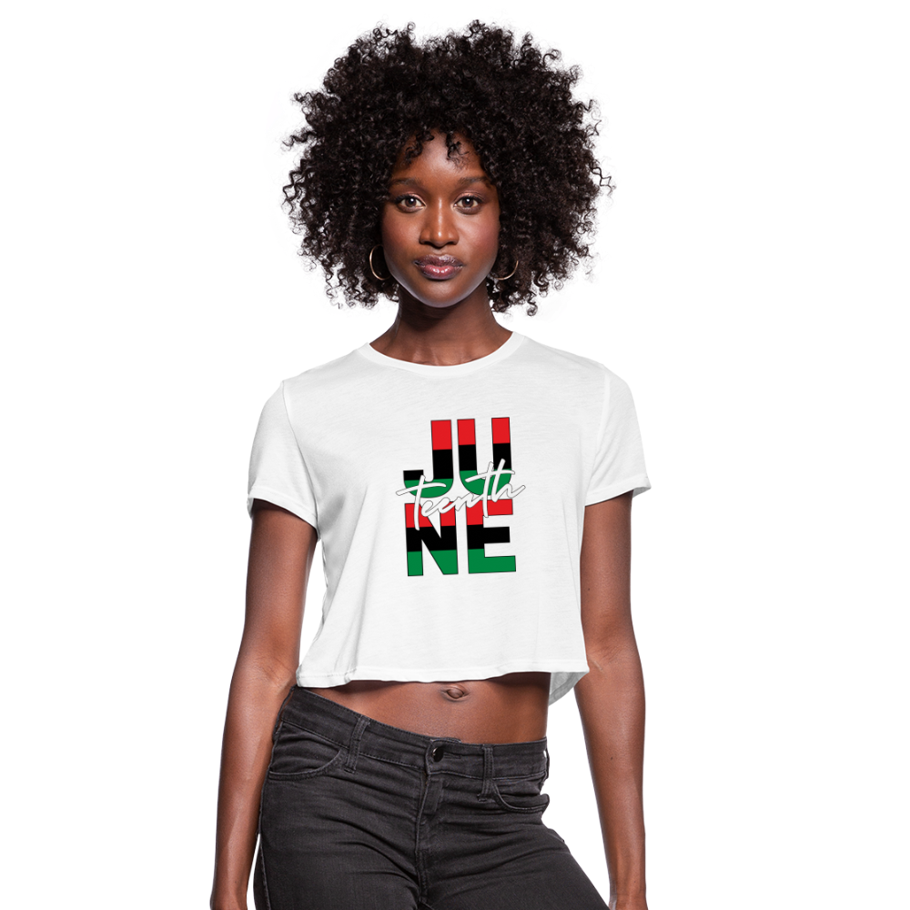 Juneteenth RBG Squared Women's Cropped T-Shirt - white