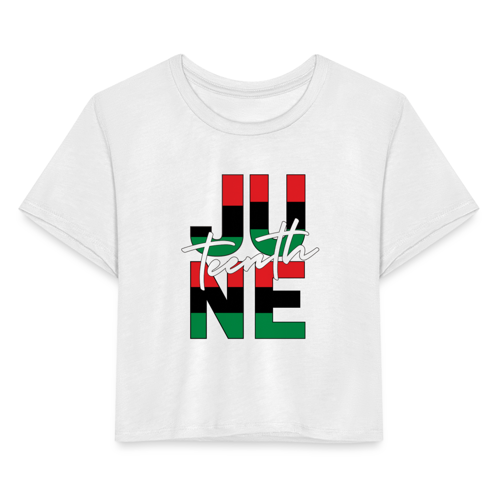 Juneteenth RBG Squared Women's Cropped T-Shirt - white