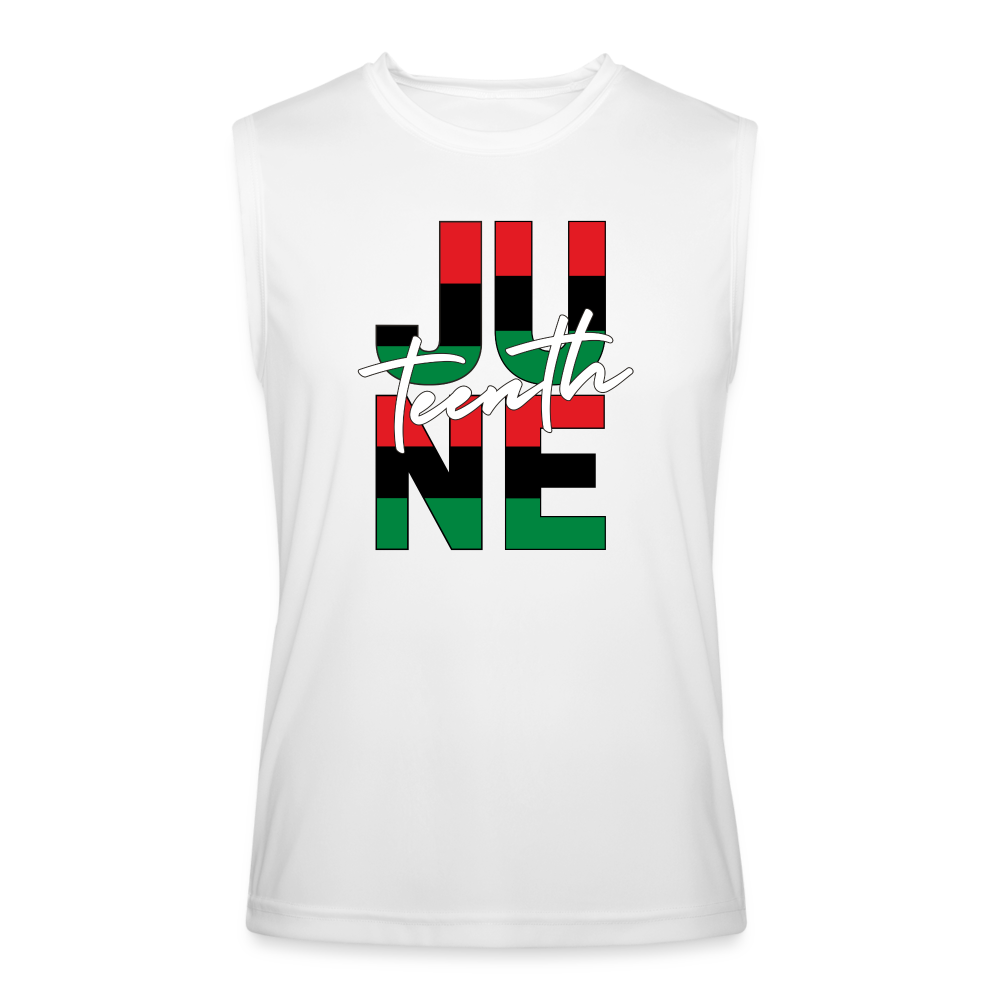 Juneteenth RBG Squared Men’s Performance Sleeveless Shirt - white