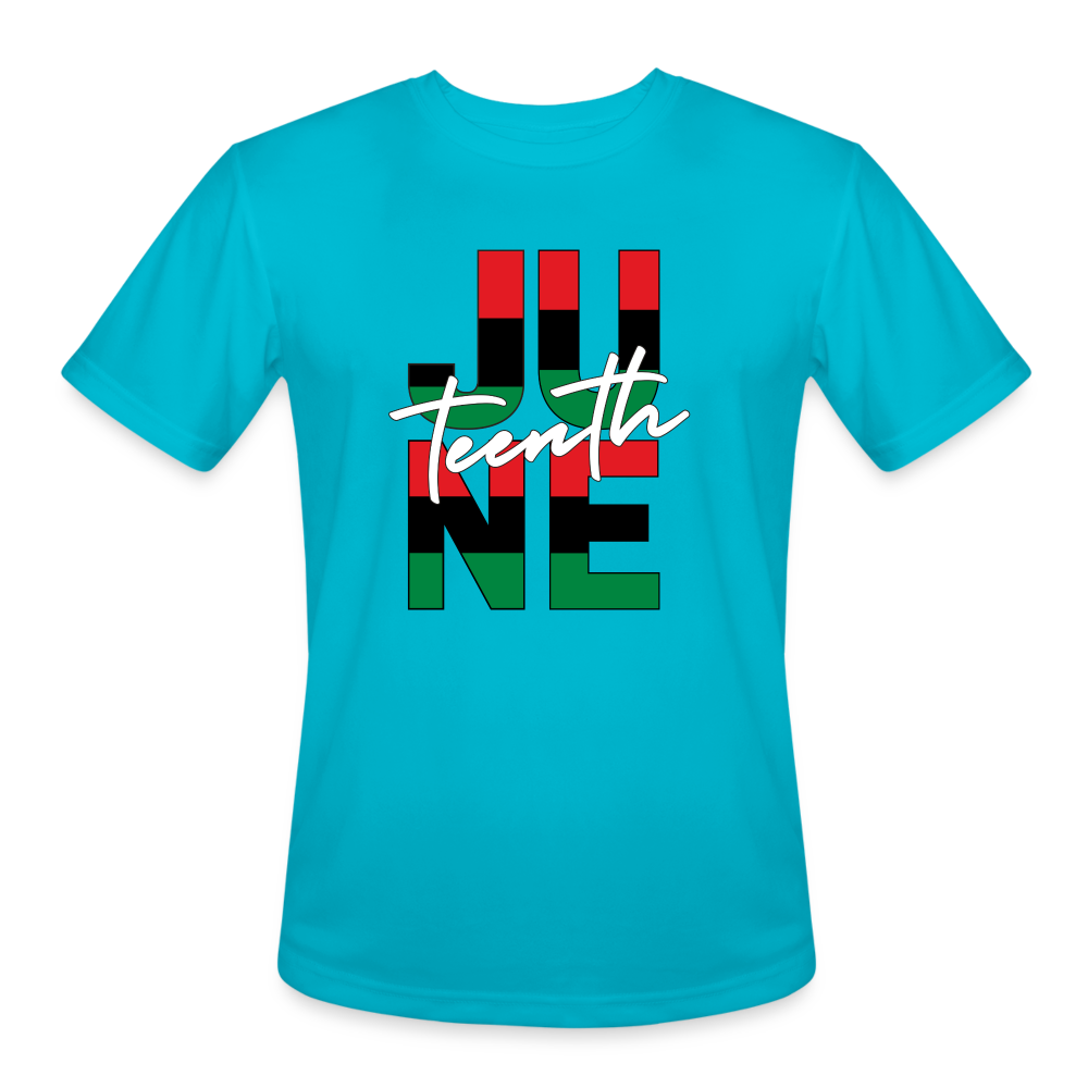 Juneteenth RBG Squared Men’s Moisture Wicking Performance T-Shirt - turquoise