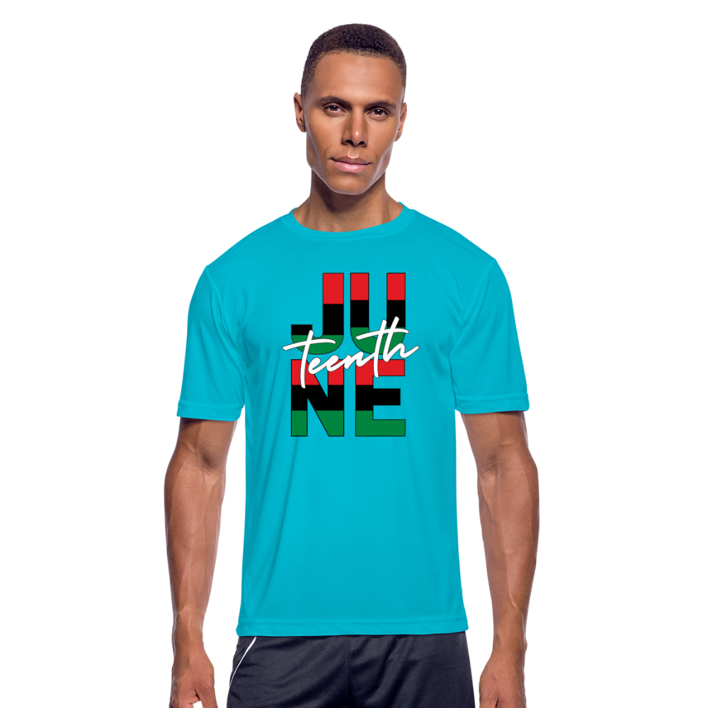 Juneteenth RBG Squared Men’s Moisture Wicking Performance T-Shirt - turquoise