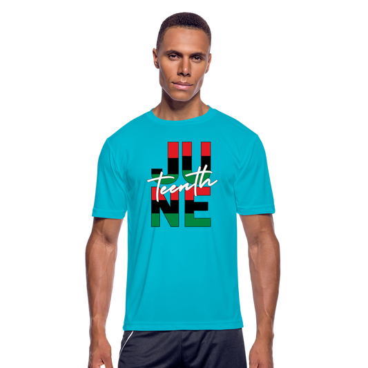 Juneteenth RBG Squared Men’s Moisture Wicking Performance T-Shirt - turquoise