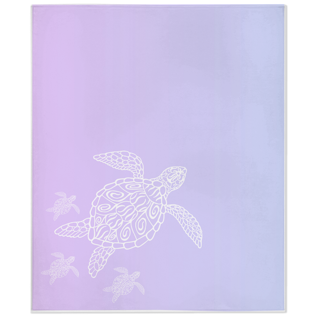 Sea Turtle Family Reverse Minky Blankets-Lilac