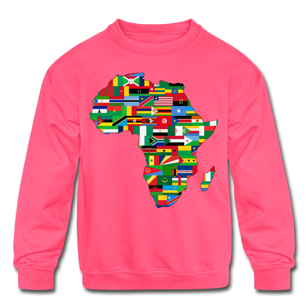 African Flags Kids' Crewneck Sweatshirt - Chocolate Ancestor