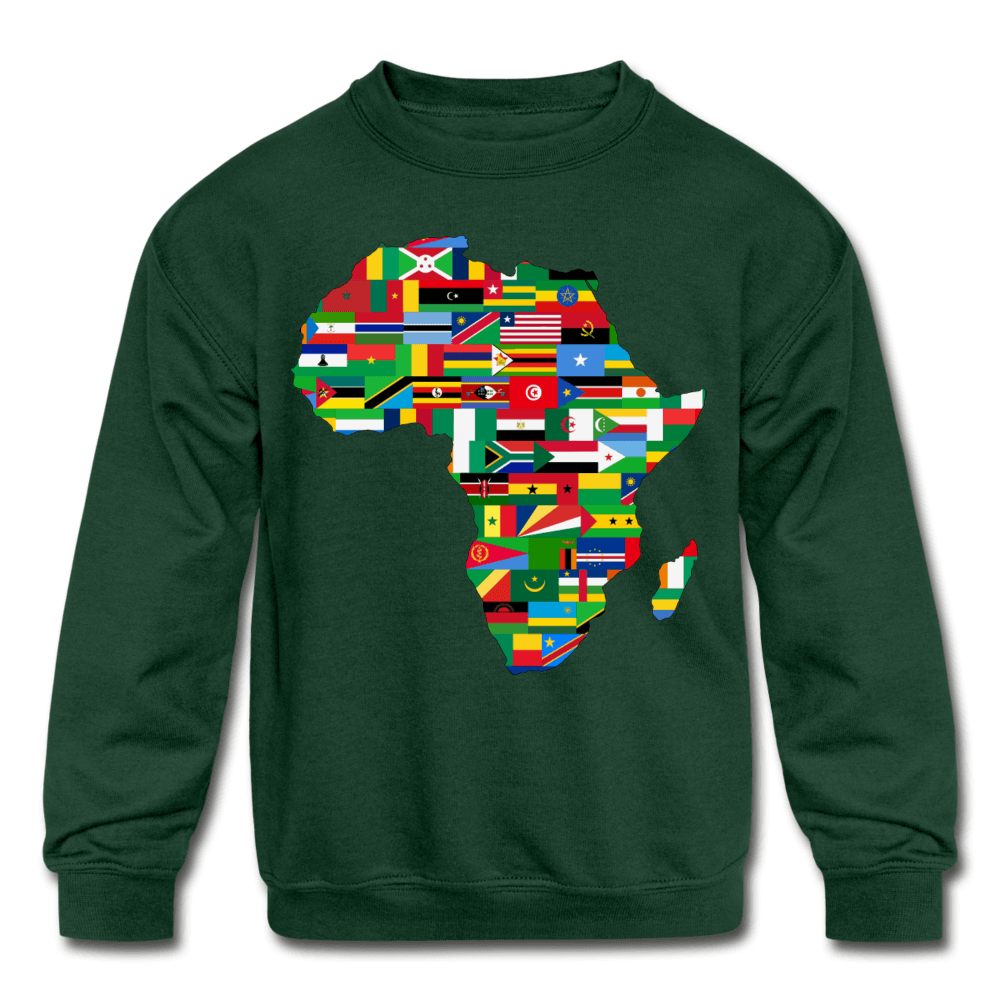 African Flags Kids' Crewneck Sweatshirt - Chocolate Ancestor