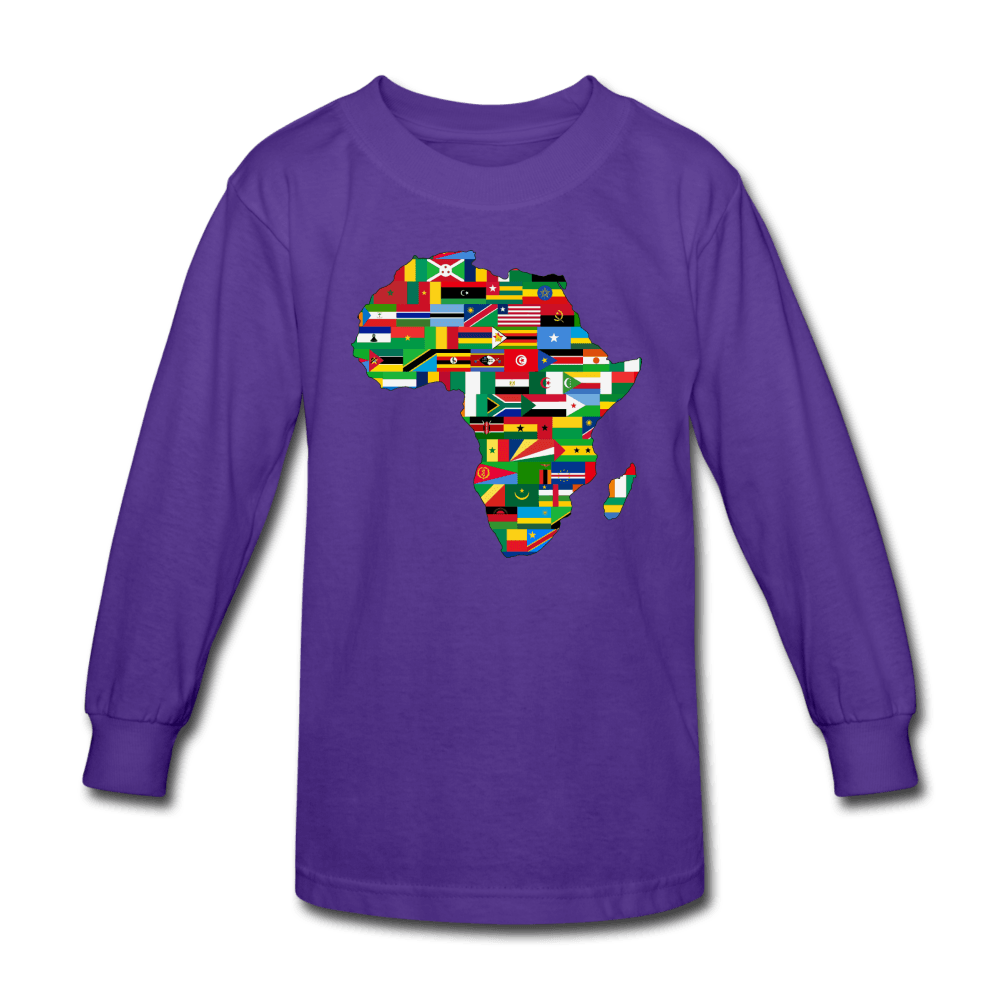 African Flags Kids' Long Sleeve T-Shirt - Chocolate Ancestor