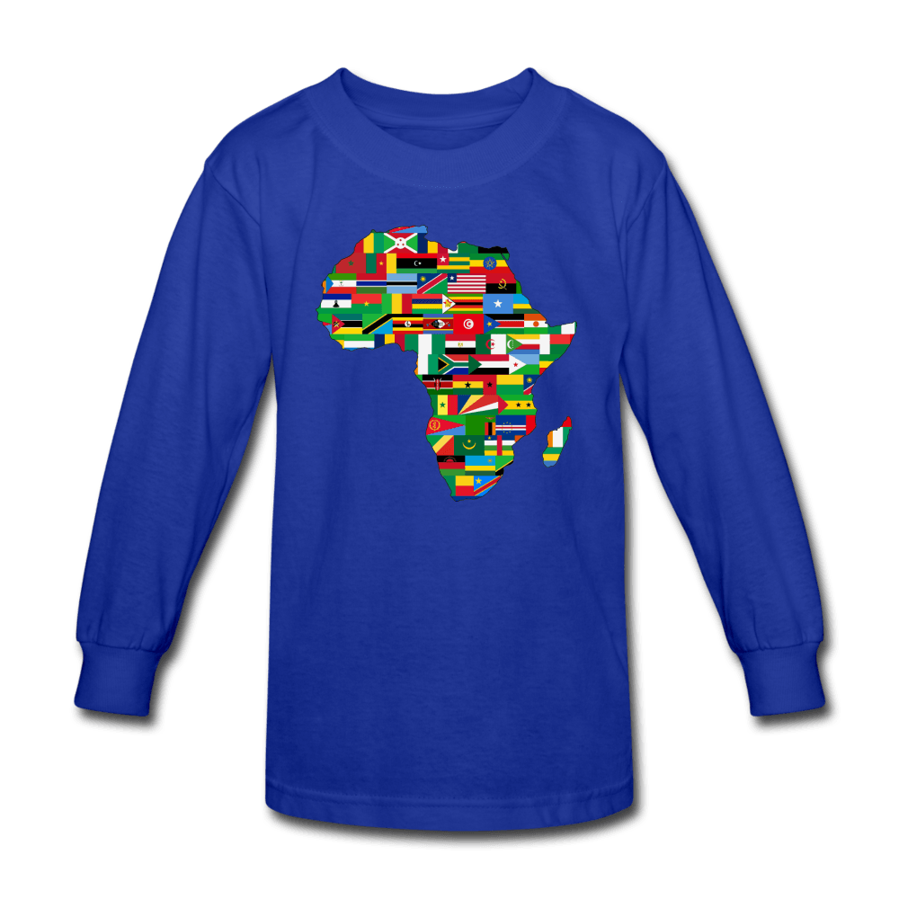 African Flags Kids' Long Sleeve T-Shirt - Chocolate Ancestor