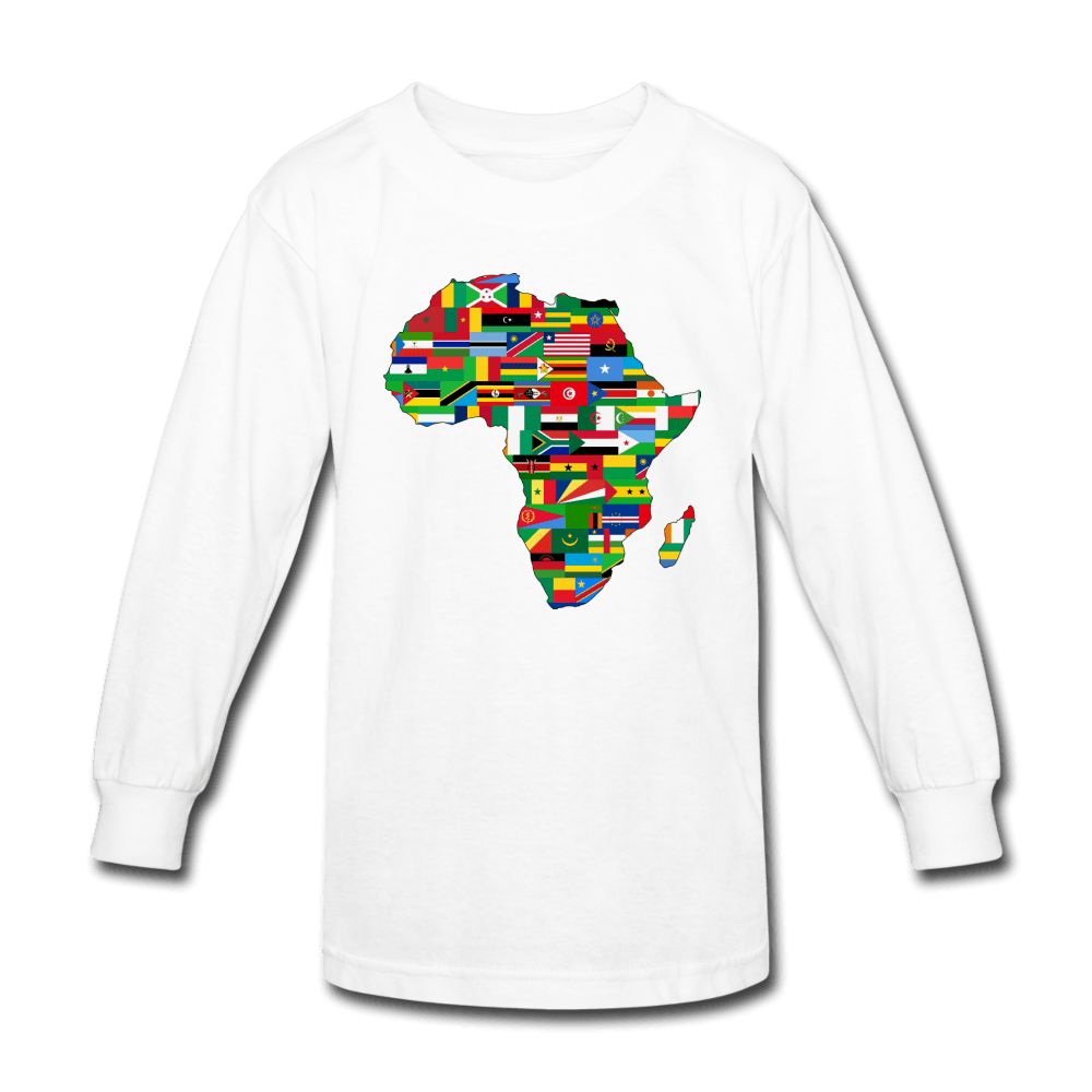 African Flags Kids' Long Sleeve T-Shirt - Chocolate Ancestor