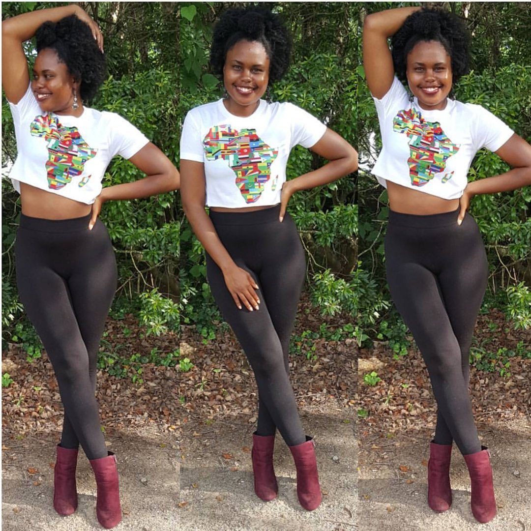 African Flags Ladies Crop Top - Chocolate Ancestor