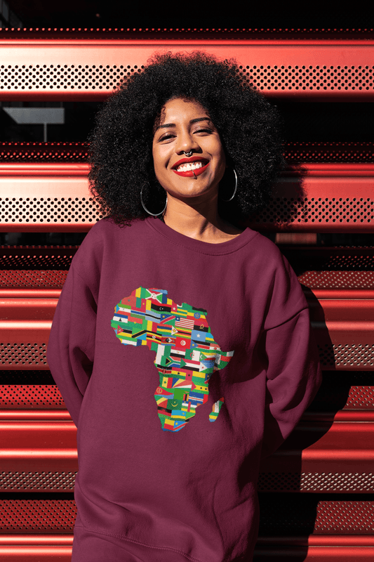 African Flags Unisex Crewneck Sweatshirt - Chocolate Ancestor