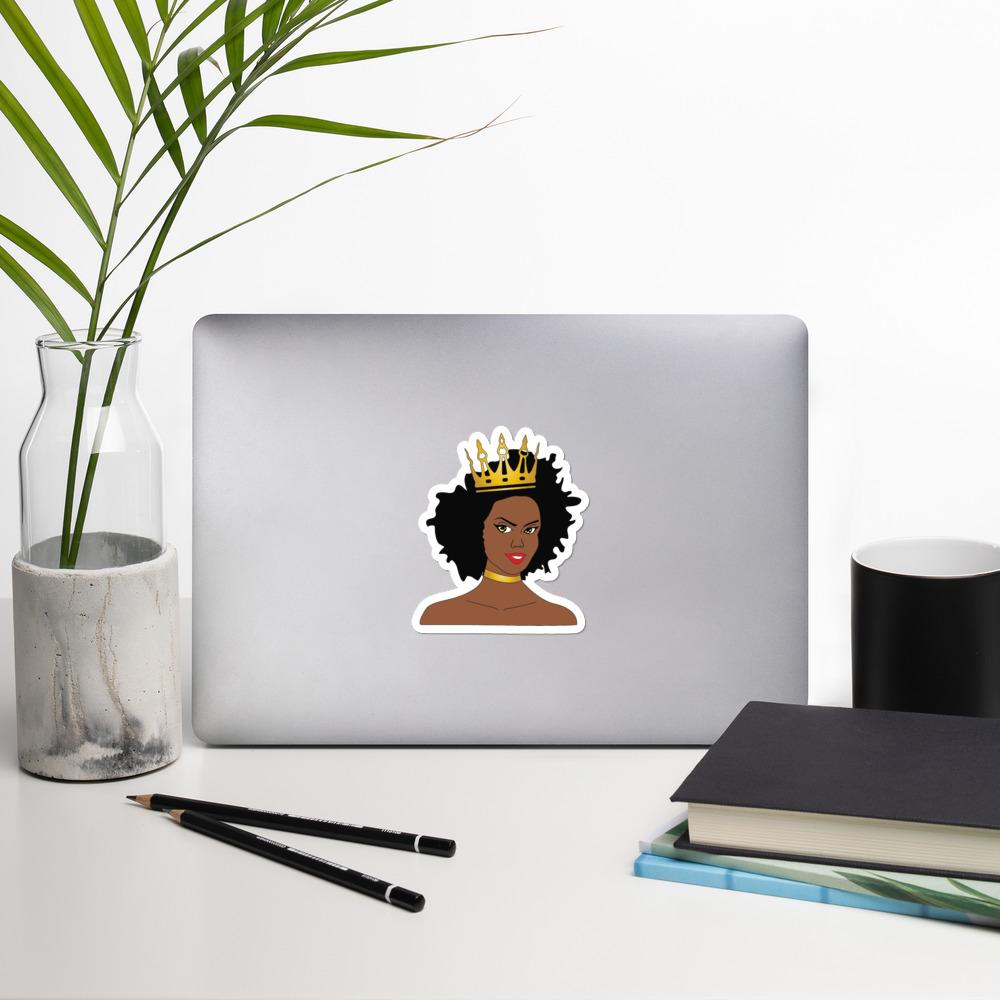 Afro Queen w/ Crown Bubble-free stickers - Chocolate Ancestor