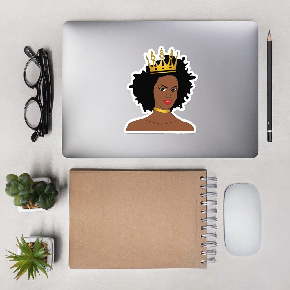 Afro Queen w/ Crown Bubble-free stickers - Chocolate Ancestor