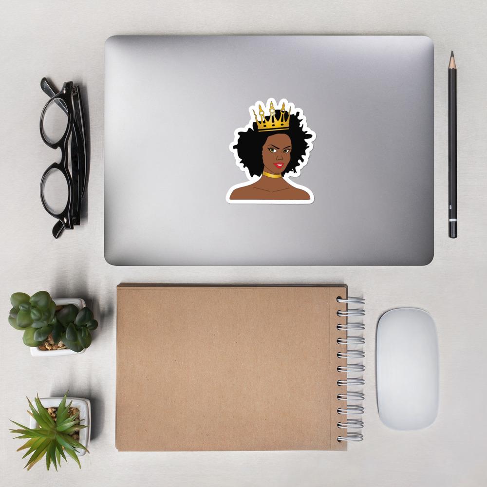 Afro Queen w/ Crown Bubble-free stickers - Chocolate Ancestor