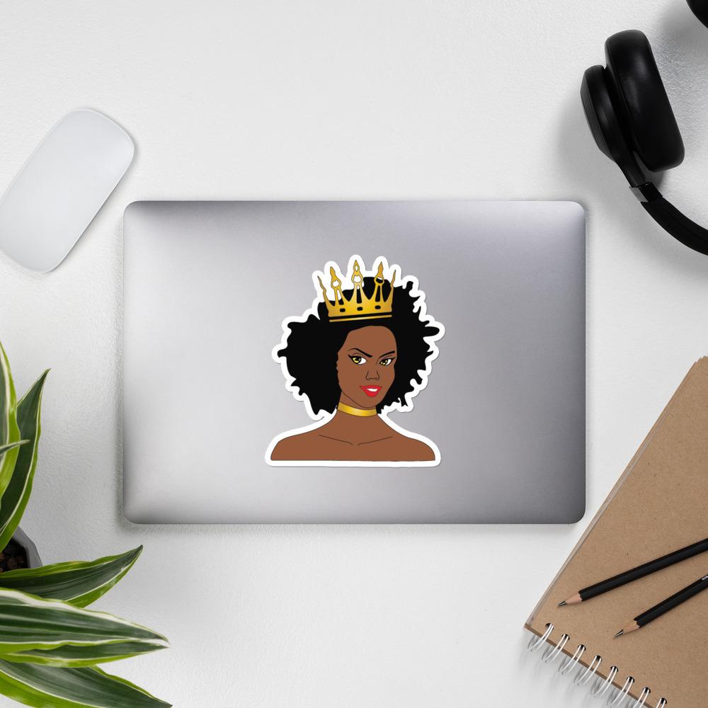 Afro Queen w/ Crown Bubble-free stickers - Chocolate Ancestor