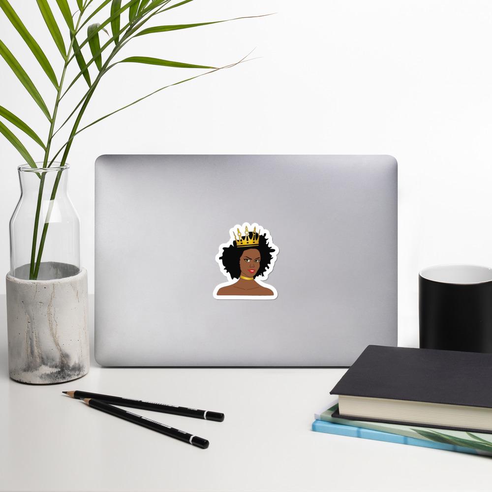 Afro Queen w/ Crown Bubble-free stickers - Chocolate Ancestor