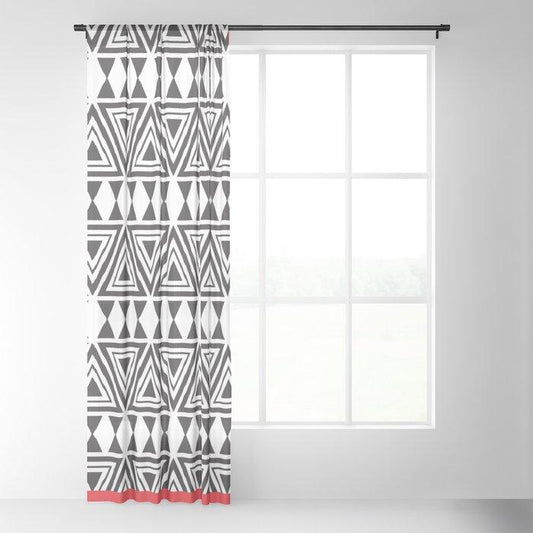 Afrocentric Geo Bespoke Sheer Curtains - Chocolate Ancestor