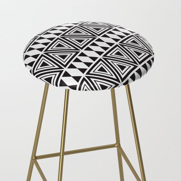 Afrocentric Geo Bespoke Vegan Leather Bar Stool - Chocolate Ancestor