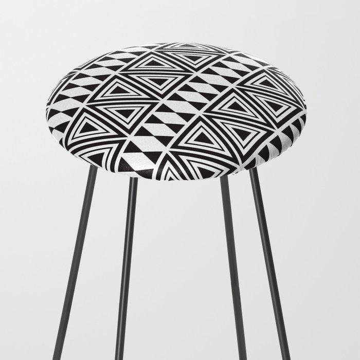 Afrocentric Geo Bespoke Vegan Leather Counter Stool - Chocolate Ancestor