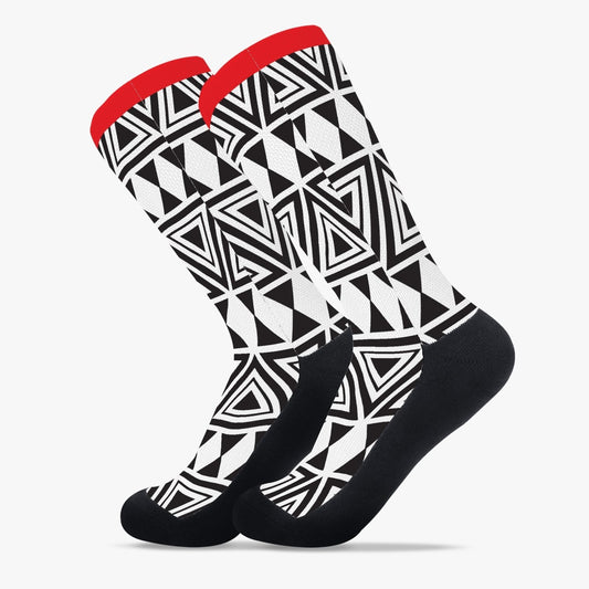 Afrocentric Geo Reinforced Sports Socks - Chocolate Ancestor