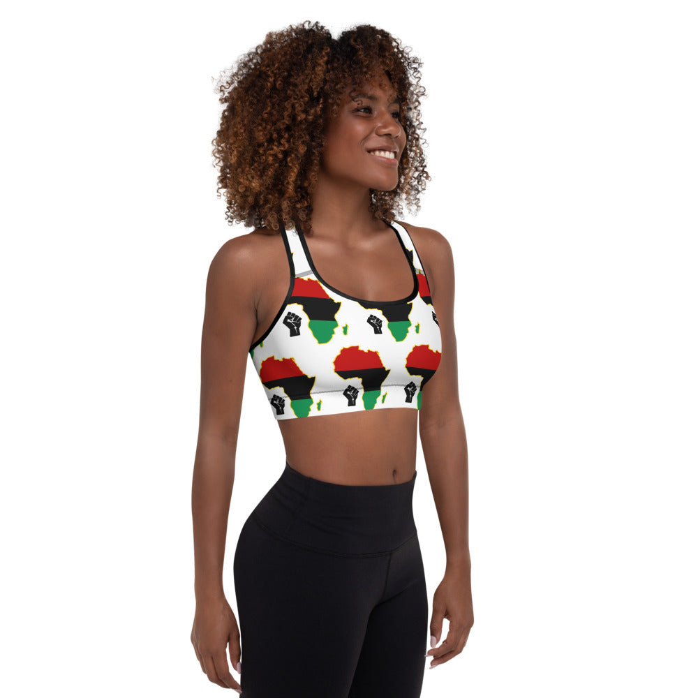 Black Power Fist Pan African Padded Sports Bra