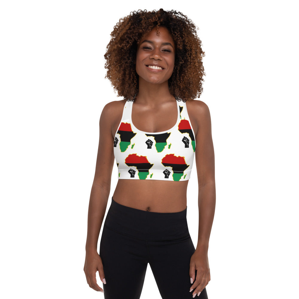 Black Power Fist Pan African Padded Sports Bra