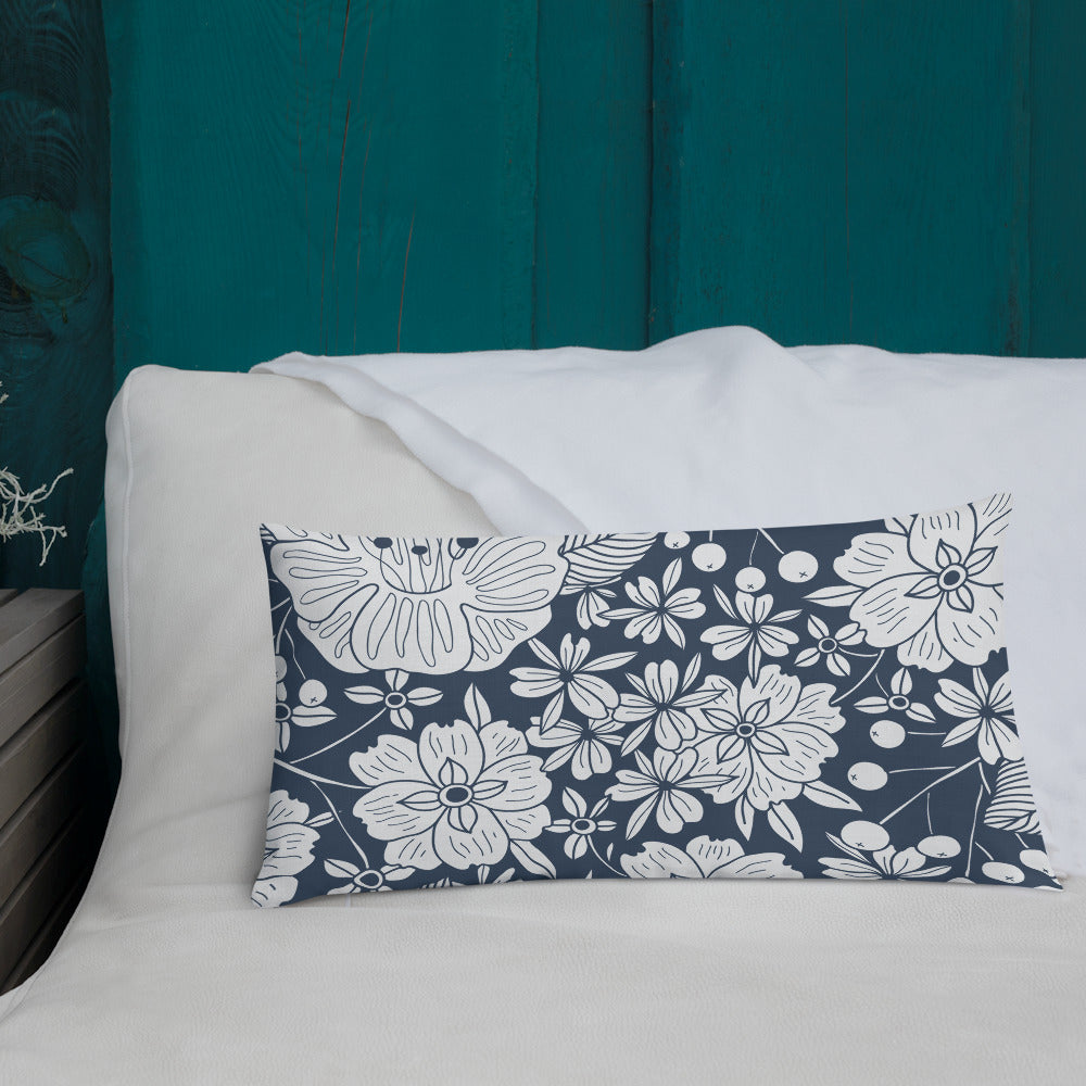 Floral Navy Premium Pillow