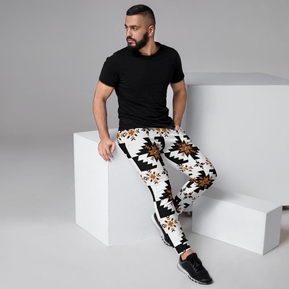 Aztec Golden Tribal Unisex Slim Fit Joggers - Chocolate Ancestor