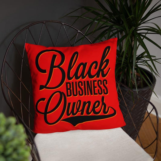 Black Business Owner (Blk/Red) Square Pillow - Chocolate Ancestor