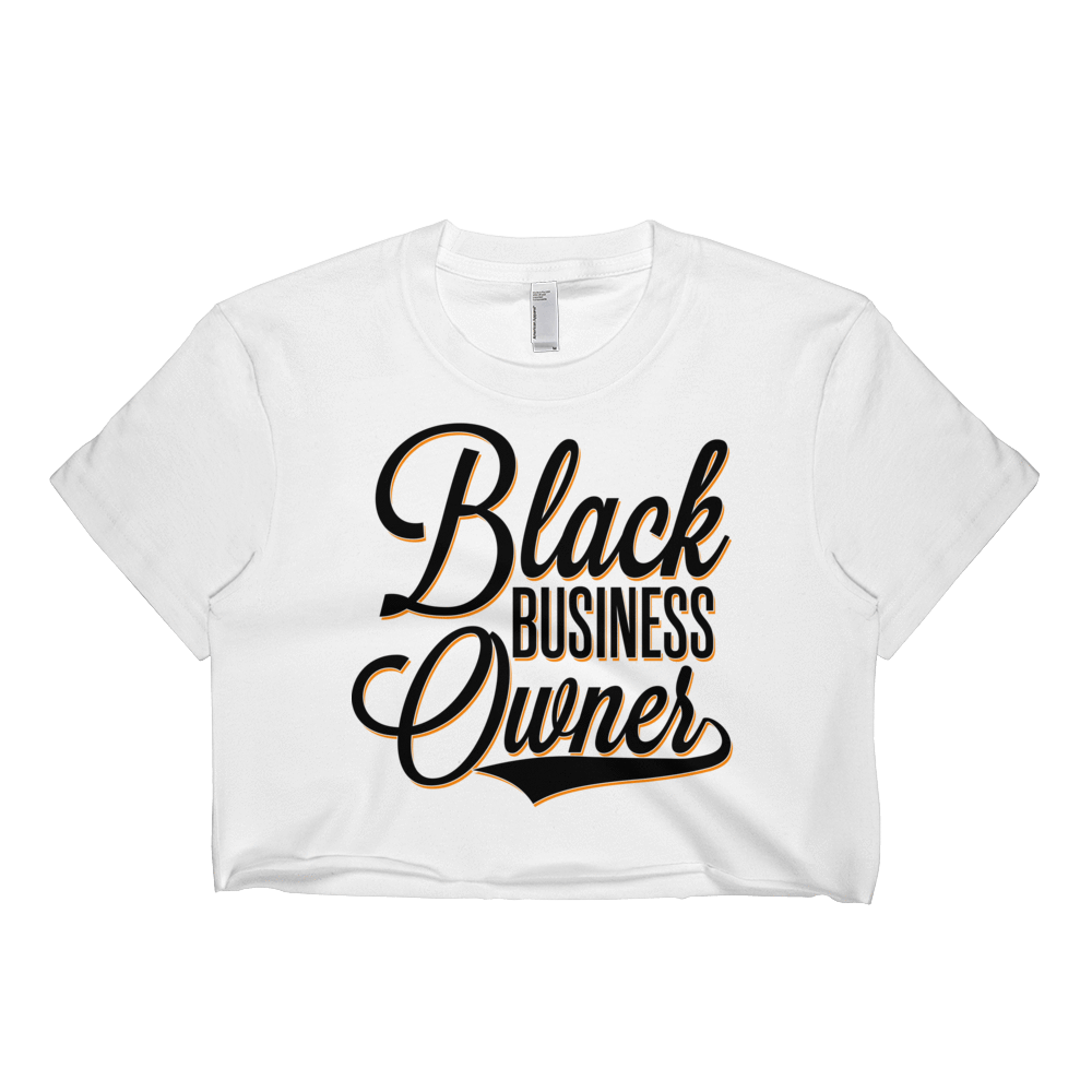 Black Business Owner Cursive (Black) Short sleeve crop top - Chocolate Ancestor