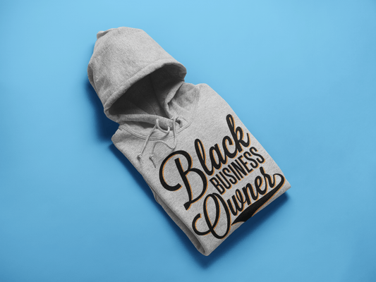 Black Business Owner Cursive (Black) Unisex Hooded Sweatshirt - Chocolate Ancestor