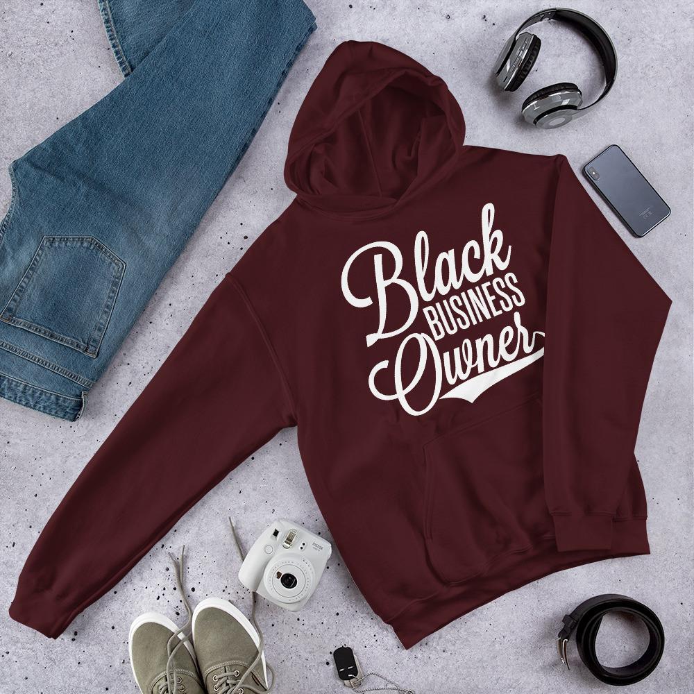 Black Business Owner Cursive Hooded Sweatshirt (Unisex) - Chocolate Ancestor