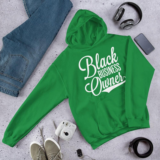 Black Business Owner Cursive Hooded Sweatshirt (Unisex) - Chocolate Ancestor