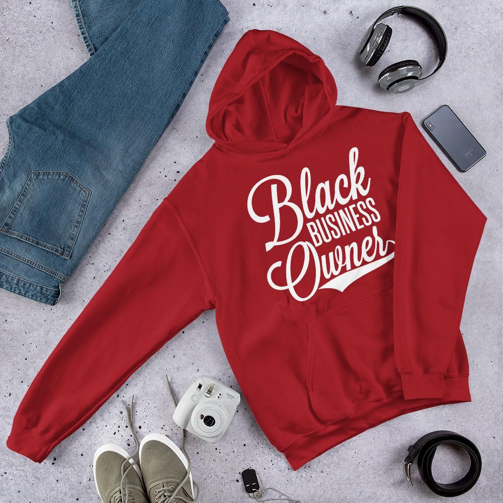 Black Business Owner Cursive Hooded Sweatshirt (Unisex) - Chocolate Ancestor