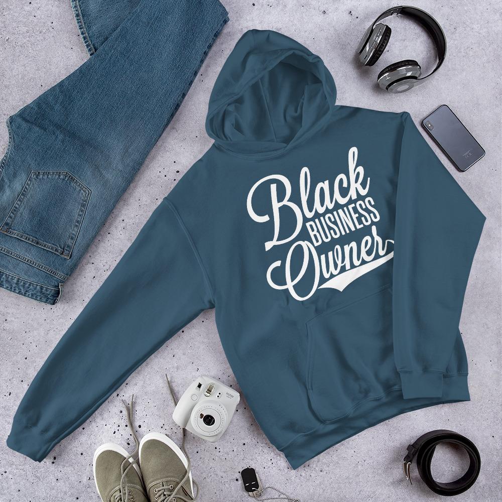 Black Business Owner Cursive Hooded Sweatshirt (Unisex) - Chocolate Ancestor