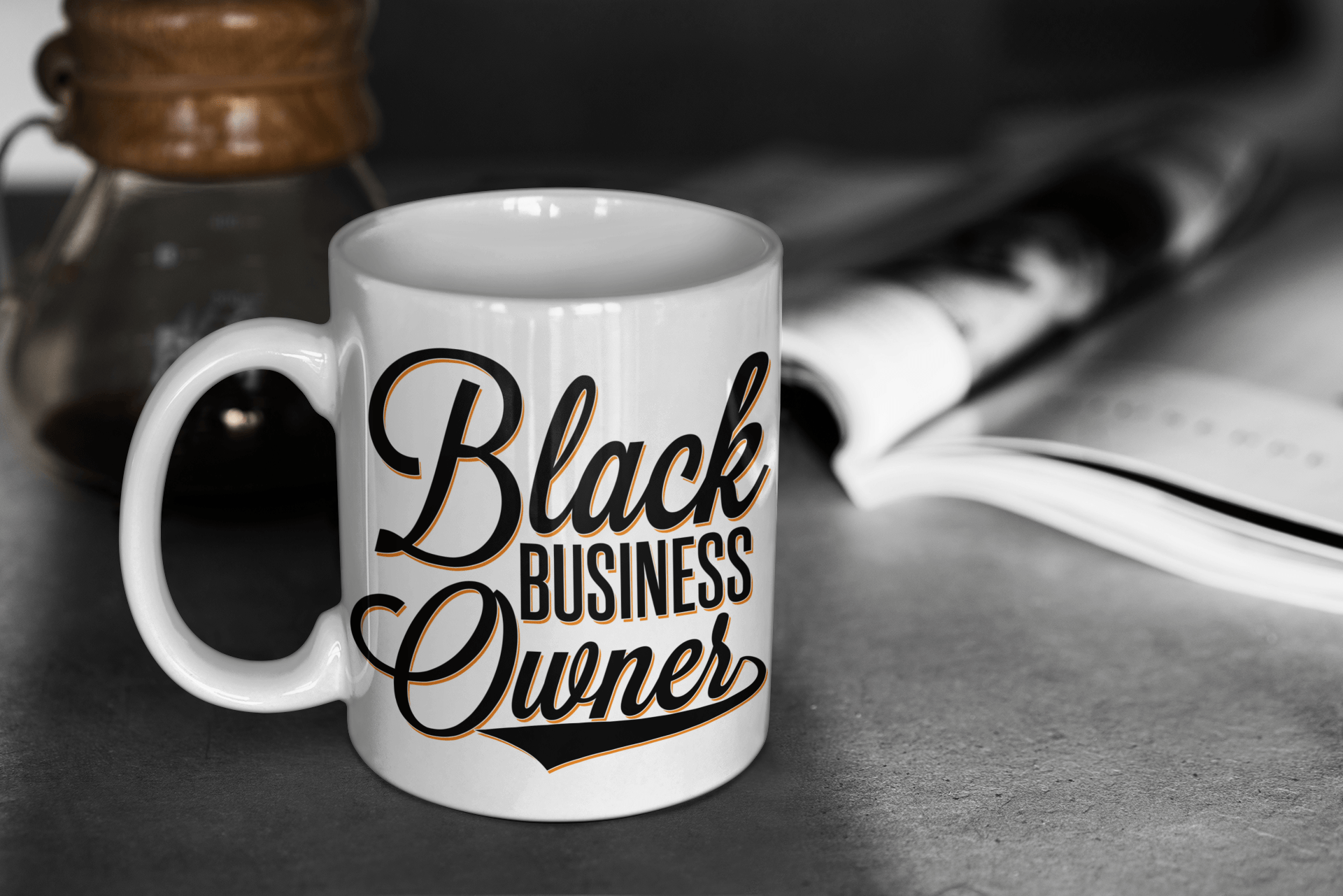 Black Business Owner Cursive Mug - Chocolate Ancestor