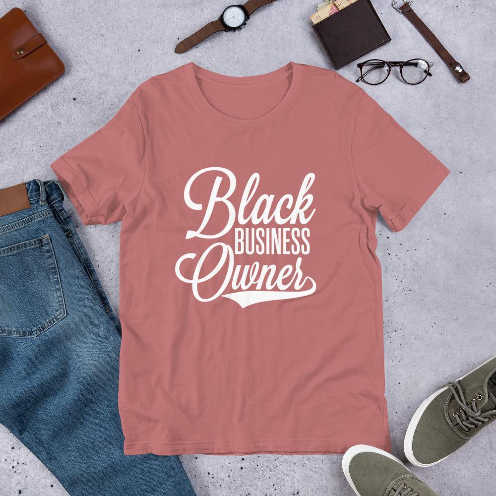 Black Business Owner (Cursive) Short-Sleeve Unisex T-Shirt - Chocolate Ancestor