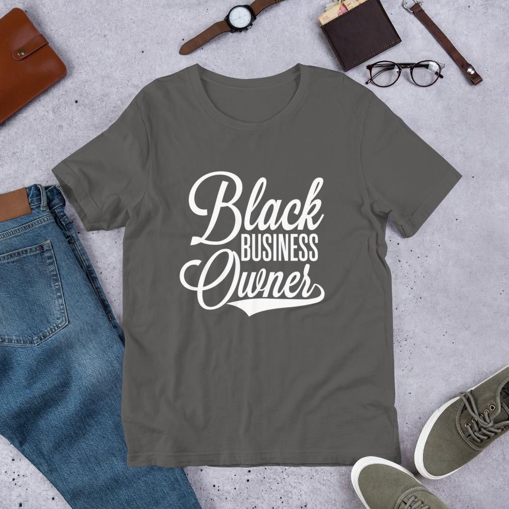 Black Business Owner (Cursive) Short-Sleeve Unisex T-Shirt - Chocolate Ancestor