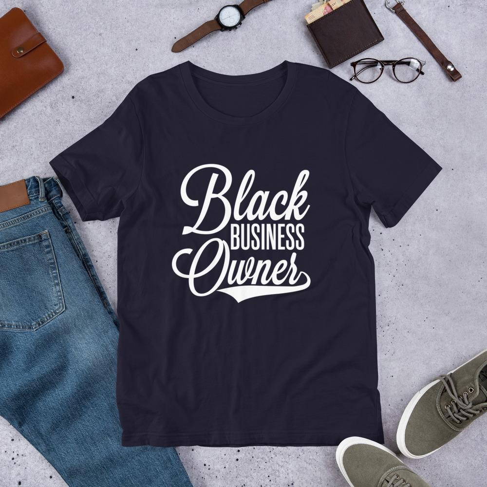 Black Business Owner (Cursive) Short-Sleeve Unisex T-Shirt - Chocolate Ancestor