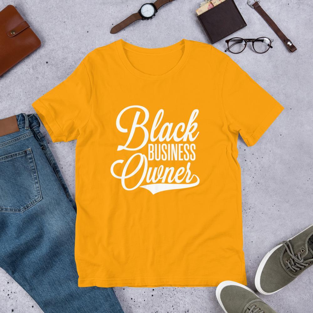 Black Business Owner (Cursive) Short-Sleeve Unisex T-Shirt - Chocolate Ancestor